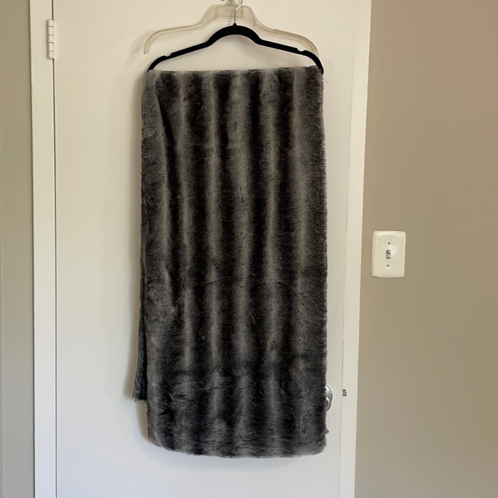 Valerie Stevens faux fur stole/ wrap black & grey